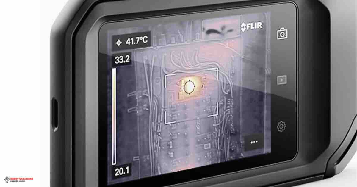 Close-up of the overall pick Amazon thermal imaging camera, showcasing its high-resolution screen and rugged design, ideal for paranormal investigations.