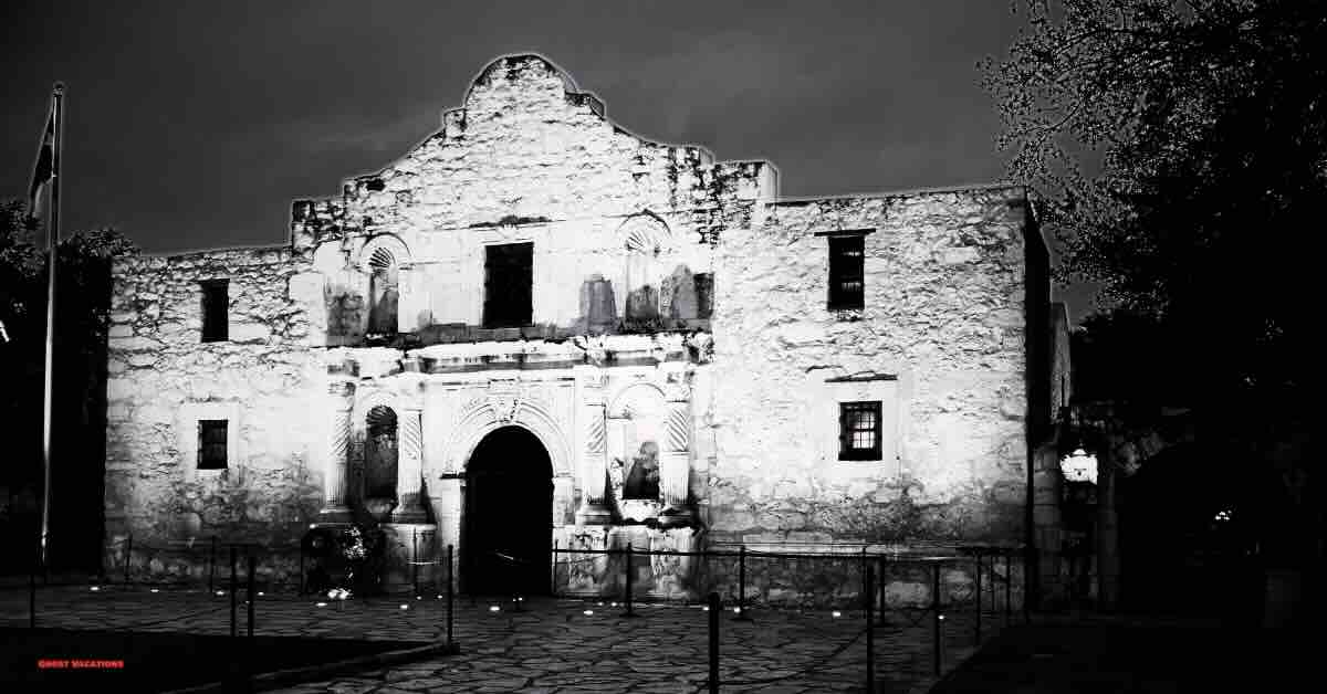 Exterior view of the Alamo, neighboring the famed Menger Hotel, the most haunted hotel in San Antonio TX.