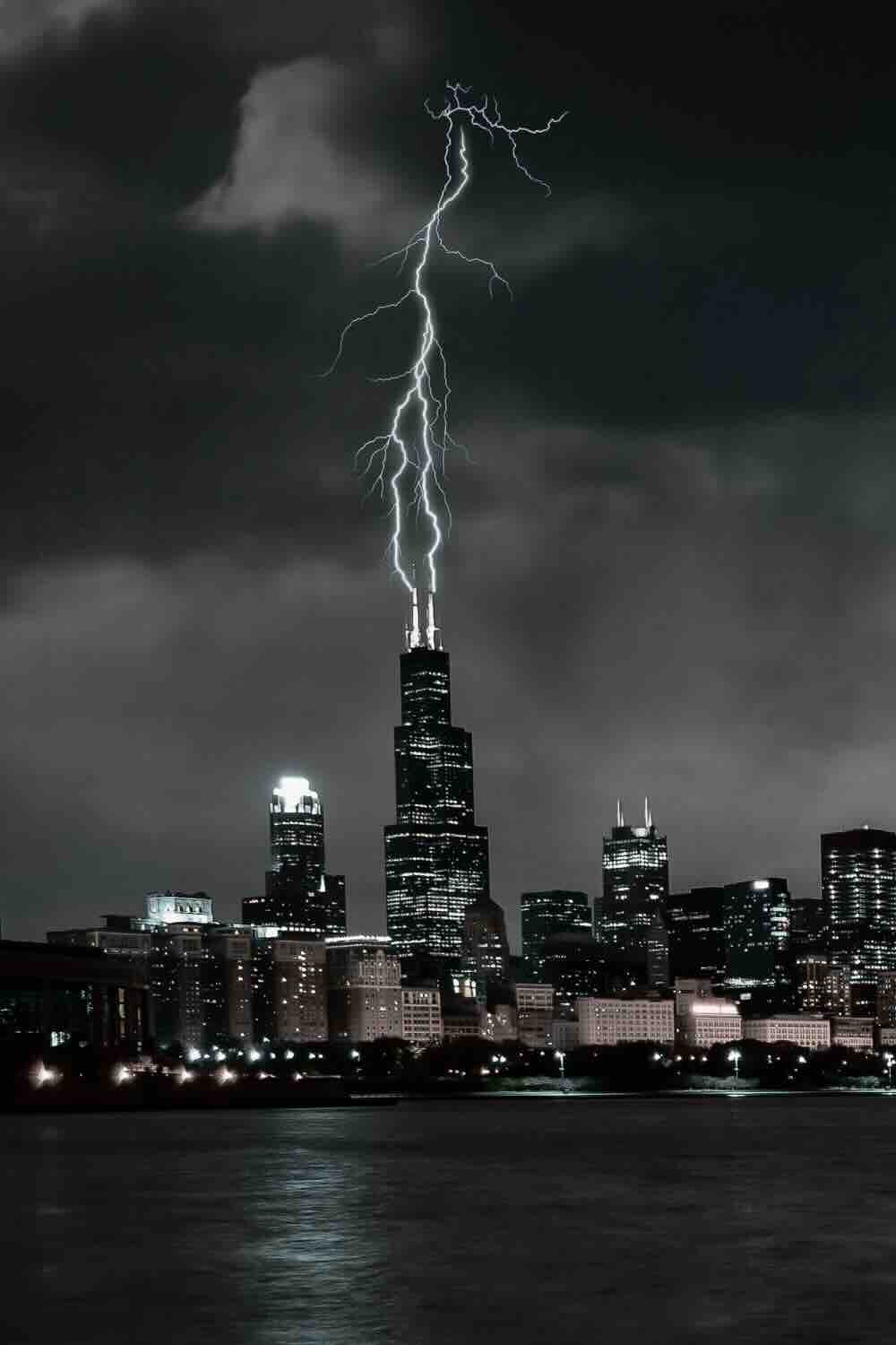 Chicago skyline over Lake Michigan at dusk, highlighting landmarks featured in ghost tours in Chicago.